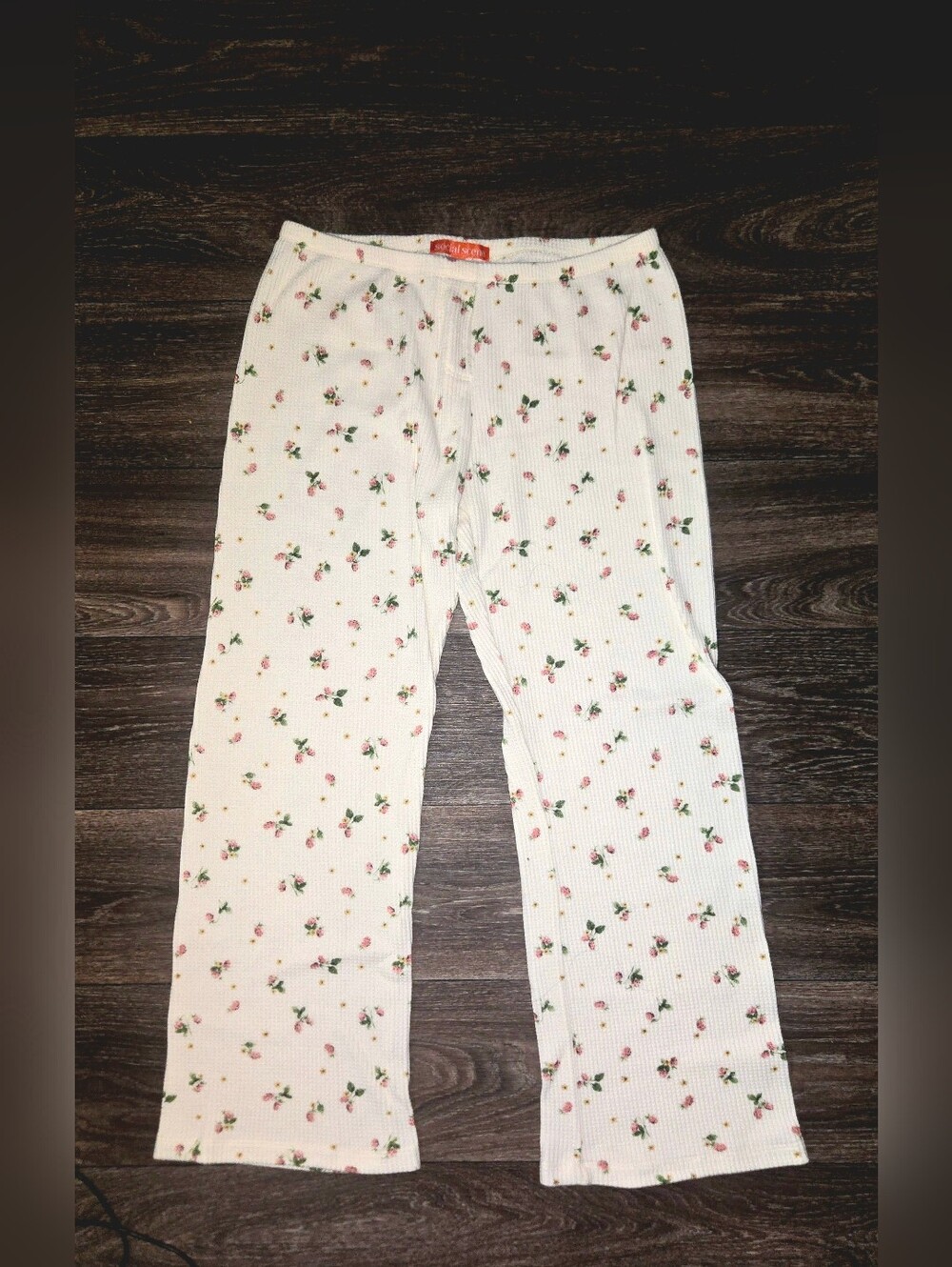 Social Scene Women's Size Large Floral Waffle Knit Pajama Lounge Pants NWOT